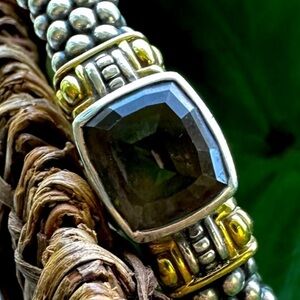 Lagos silver and gold bracelet with brown stone